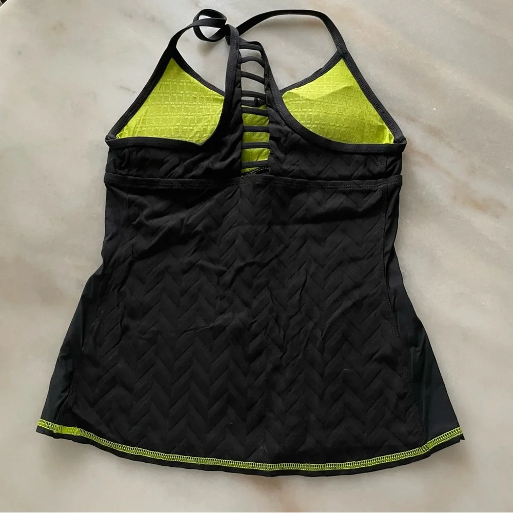 Trina Turk Black Athletic Tank Top with Neon Accents size M - Picture 4 of 6